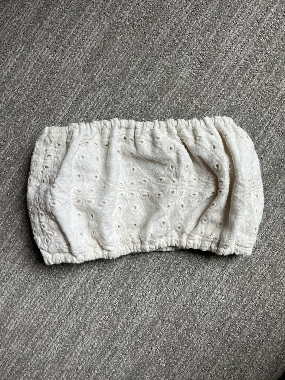 SIR the label White Eyelet Cotton Strapless Crop Top